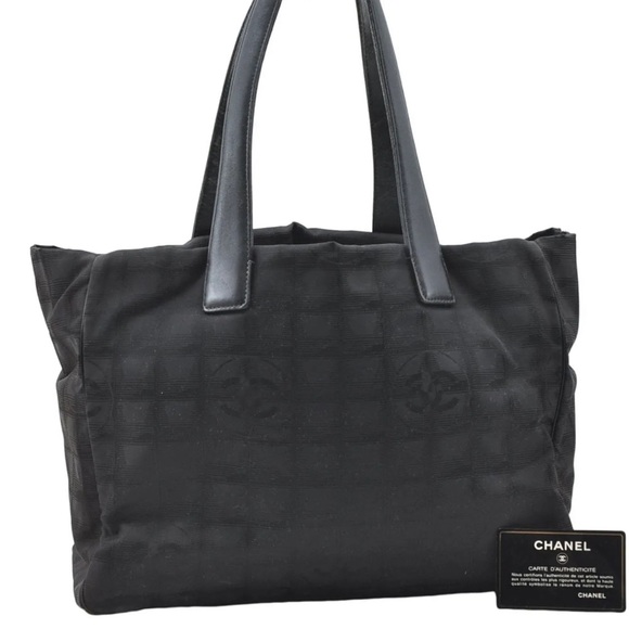CHANEL Handbags - Authentic CHANEL New Travel Line Shoulder Tote Bag Nylon Leather Black 789220